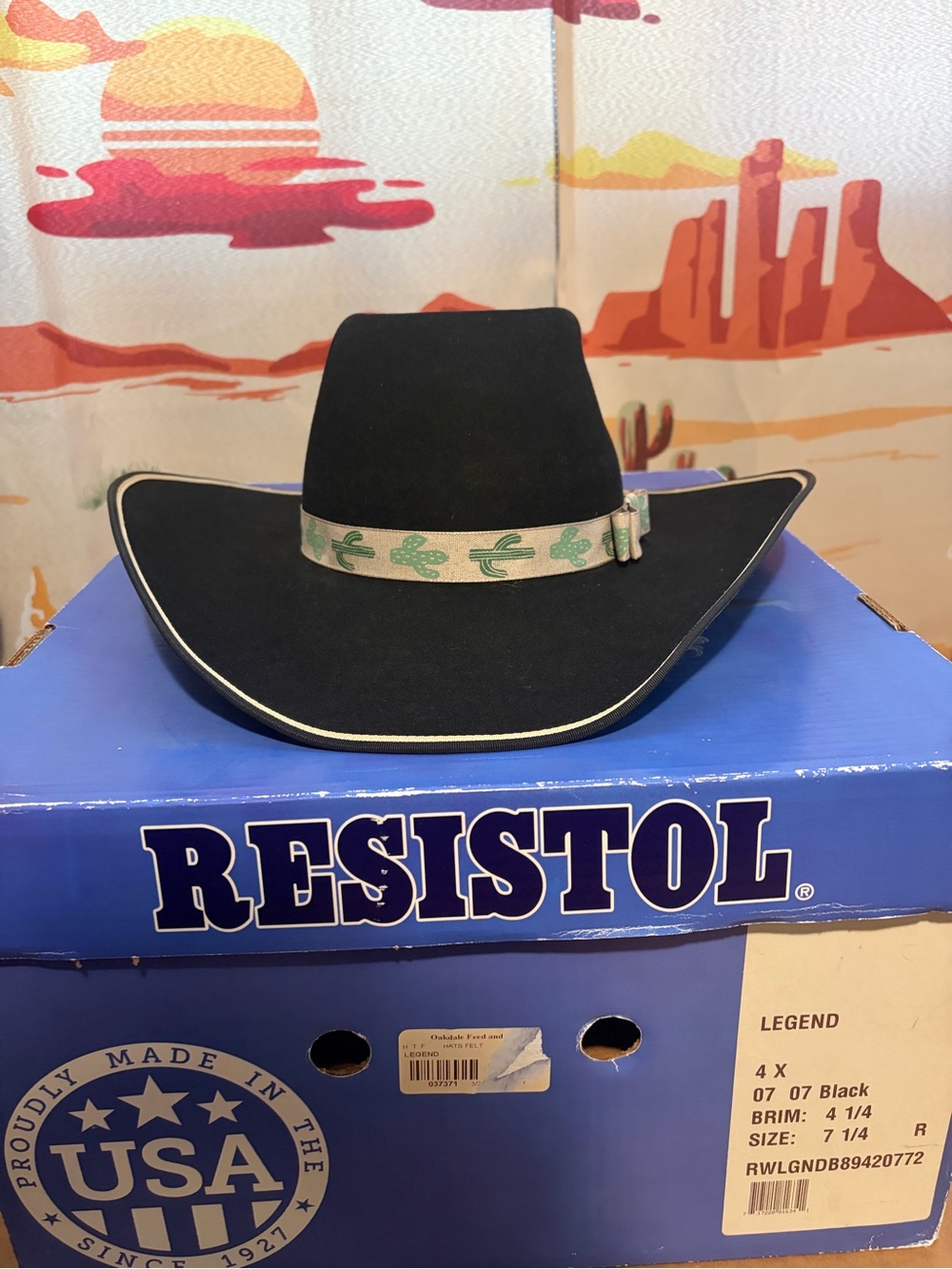 Resistol Black Western Hat with Cactus Band